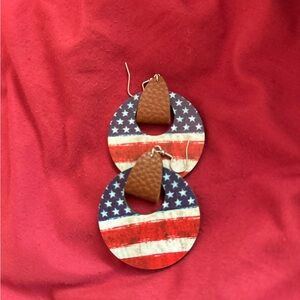 Red and White Teardrop Earrings with Layered Design